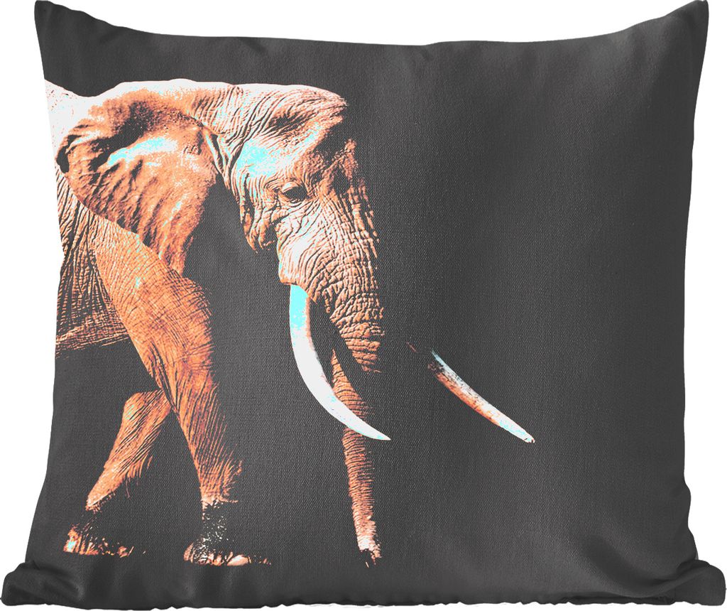 MuchoWow Zierkissen Sofakissen Wohnzimmer Dekokissen 50x50 cm Elefant - Zähne - Tiere - Komfort - Sofakissen