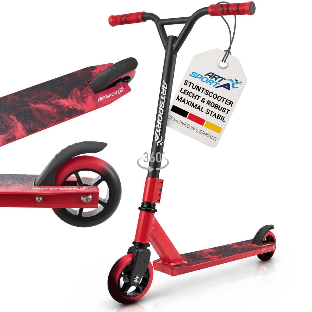 ArtSport Stunt Scooter Red Smoke - Trick Roller für Kinder Produktbild 