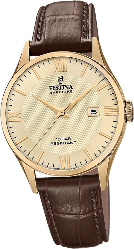 Festina montre homme Swiss Made montre cuir brun Image du produit 