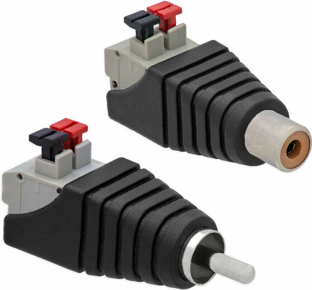 1x Cinch Buchse + 1x Cinch Stecker RCA >Terminal Block 2 Pin Adapter Druck Klemmen Set