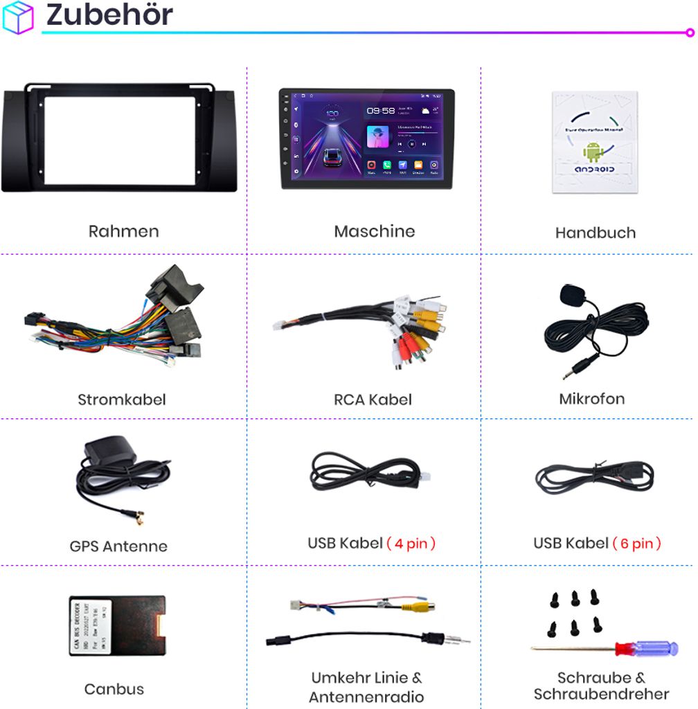 9 "Android13 Autorádio pre BMW E39 radu 5 GPS Navi BT WIFI Obrázok produktu 13