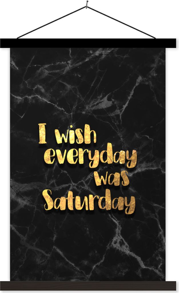 MuchoWow Textilposter Zitat - Wochenende - Gold - Marmor 40x60 cm mit schwarzem Rahmen - Wanddekorationen