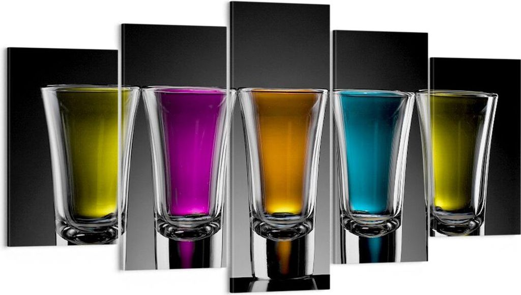 Bild auf Leinwand - Leinwandbild - Gläser Alkohol trinken Saft - 160x85cm - Wand Bild - Wanddeko - Leinwanddruck - Bilder - Kunstdruck - Wanddekor...