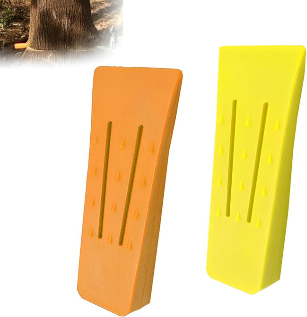 2 Stück Fällkeil Kunststoff, Forstkeil Baumkeile, Baum Fäll- Keile, Forst Zubehör Wald, für Kontrollierten Fällen von Bäumen(Orange Farbe,Gelb)