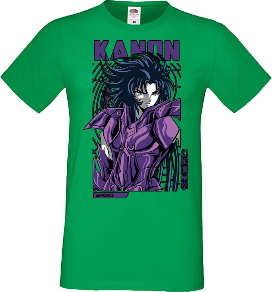 Herren T-Shirt Manga Anime Saint Anime Seiya Gemini Kanon Gemini Kanon, Man 2XL / Grün