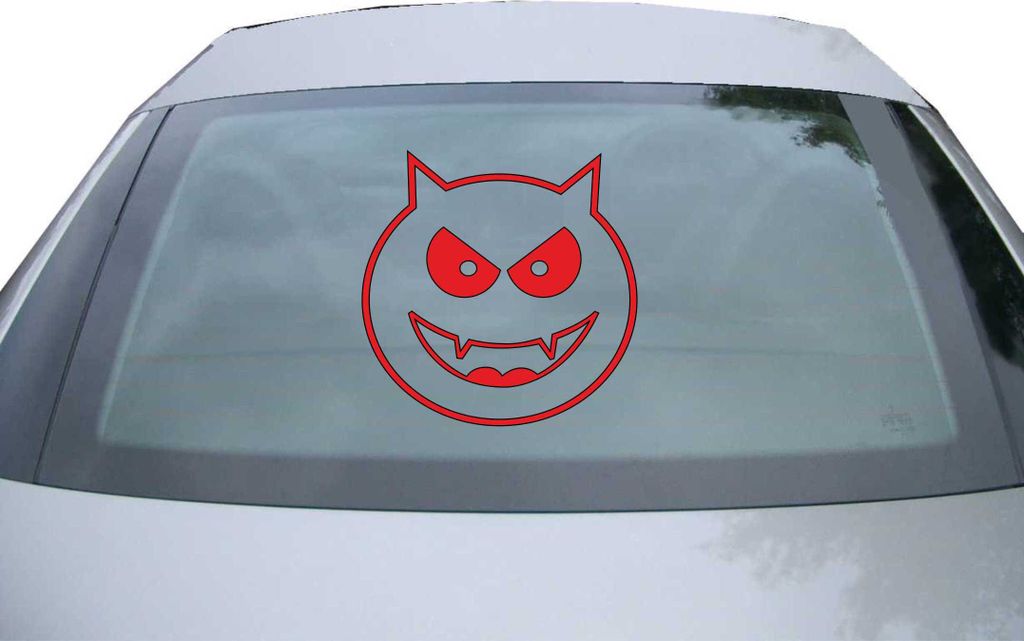 Indigos UG - Aufkleber Heckscheibe & Motorklappe DE6040 - rot - 600x599 mm - devil Smile emoticon - Auto Scheiben Fenster Heckklappe Tuning Racing ...