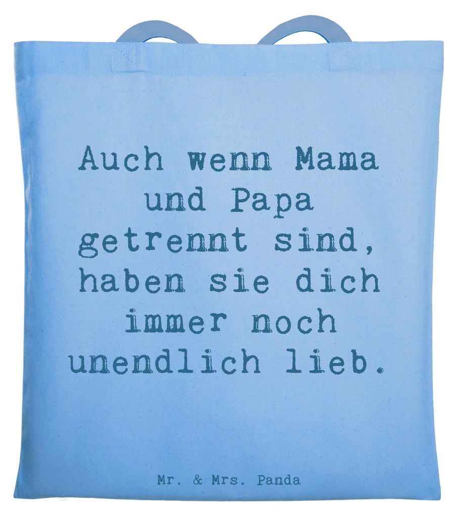 Mr. & Mrs. Panda totebag Spruch Trennung von den Eltern - Sky Blue - Geschenk, Familien Liebe, Trostspender, schwierige Zeiten, Mutmacher, Shopping...