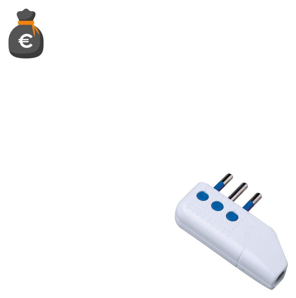 Alcapower 16A Schukostecker 2P+E, 90 Grad Kabelausgang, Adapter für italienische Standardsysteme 250V AC, Farbe Weiß