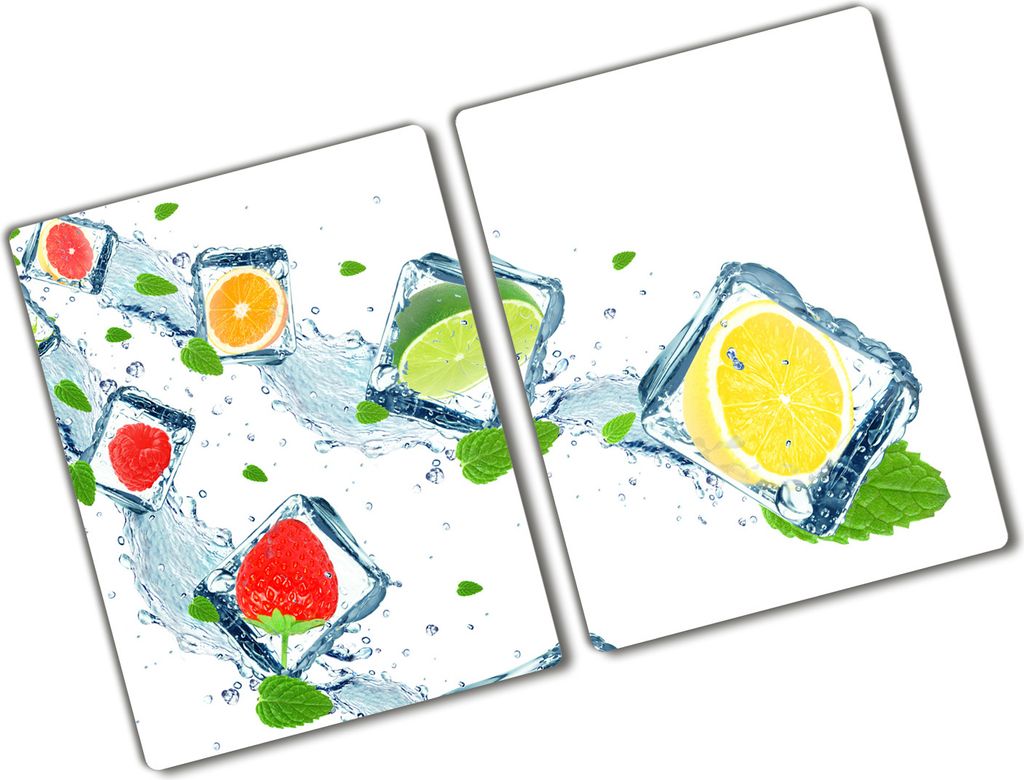 Tulup Glas Herdabdeckplatte - 2x40x52 cm - Glaskeramikkochfeld-Abdeckung Spritzschutz Glasabdeckplatte Kochplattenabdeckung und Schneidebrett - Zwe...