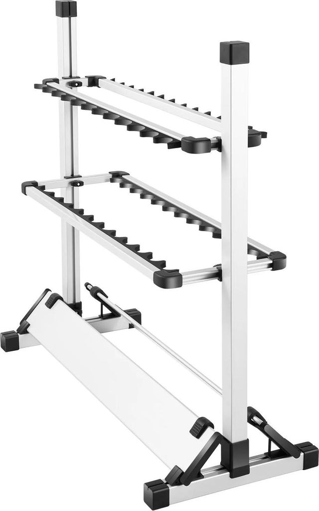 Angelrutenhalter - Vertikaler freistehender Rutenständer - Kapazität 24 Ruten - Höhenverstellbar - Nut Ø 4,5 cm - Aluminiumlegierung - 71,5×31...