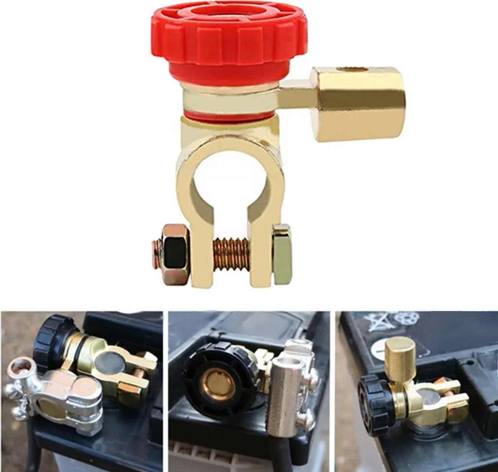 Interruttore con morsetto per batteria da 17 mm, antifurto, universale per auto, barche, piccoli yacht, camper, roulotte, camion (rosso)