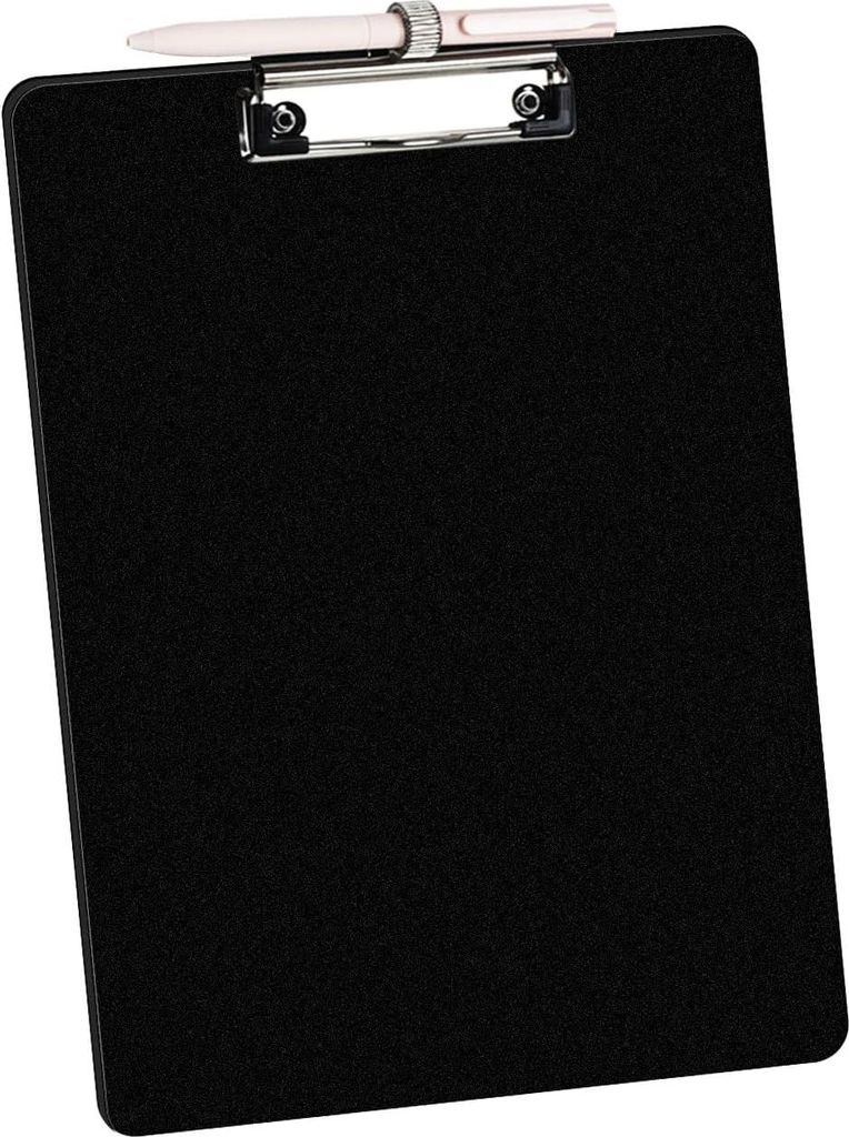 Allecto Premium - Clipboard mit Stifthalter und Aufhängeloch A4 Schreibtafel für Schule und Büro (Schwarz) Praktische Schreibtafel für die Wand...