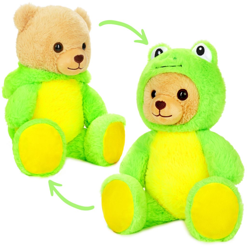 BRUBIES Teddy Frosch - 25 cm Teddybär im Froschkostüm mit Kapuze - Kuscheltier Geschenk für Kinder - Plüschtier für kuschelige Abenteuer