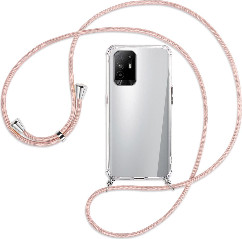 Handykette Backcover-Schutzhülle mit Band (Metall silberfarben) für Oppo A94 5G / F19 Pro+ 5G - roségold