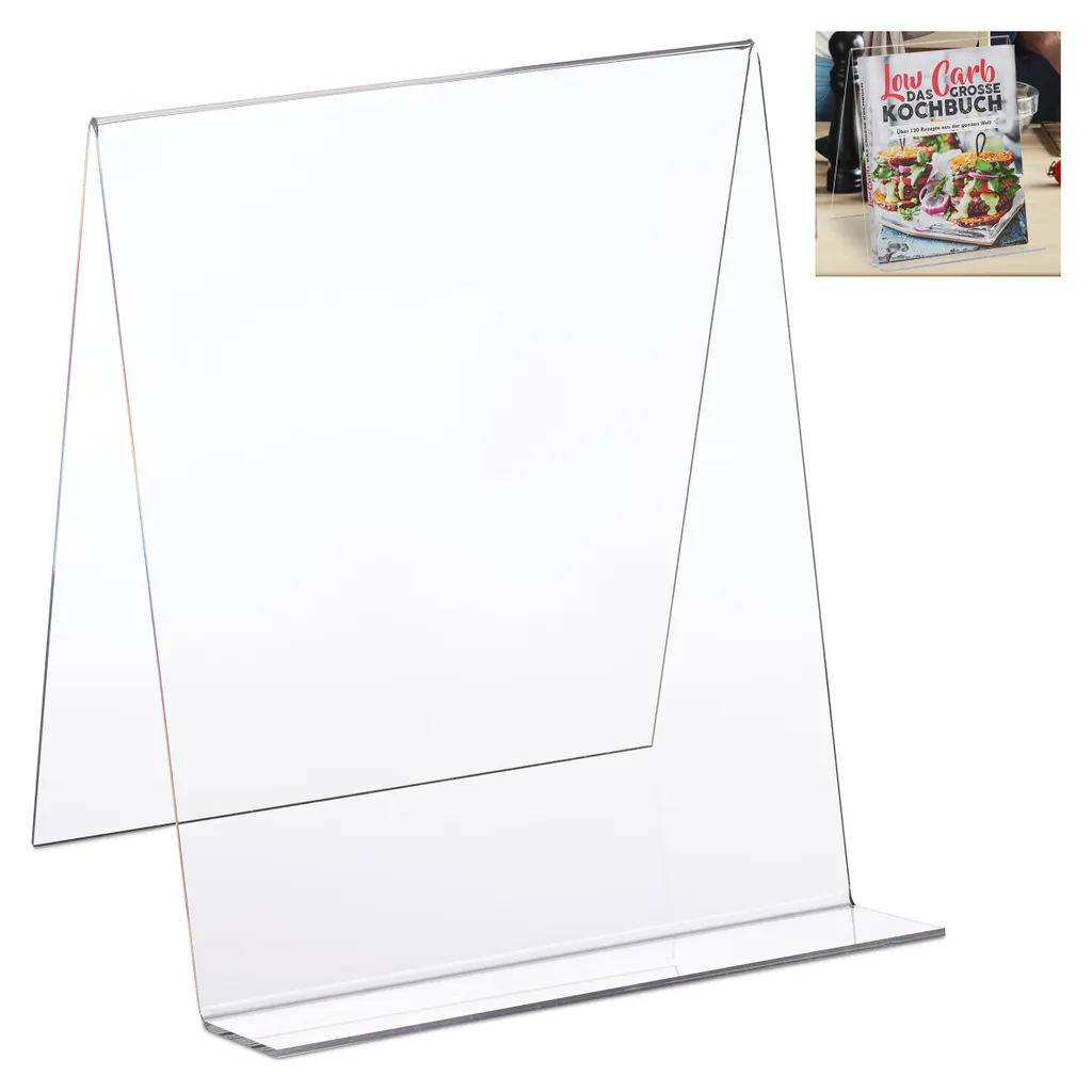 Support A4 en Acrylique Transparent - Lot de 4 Présentoirs à Livres