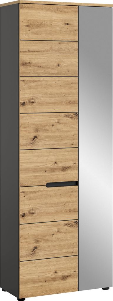 Canu Kleiderschrank 1 Tür Eiche Nachbildung, Spiegel. Produktbild 