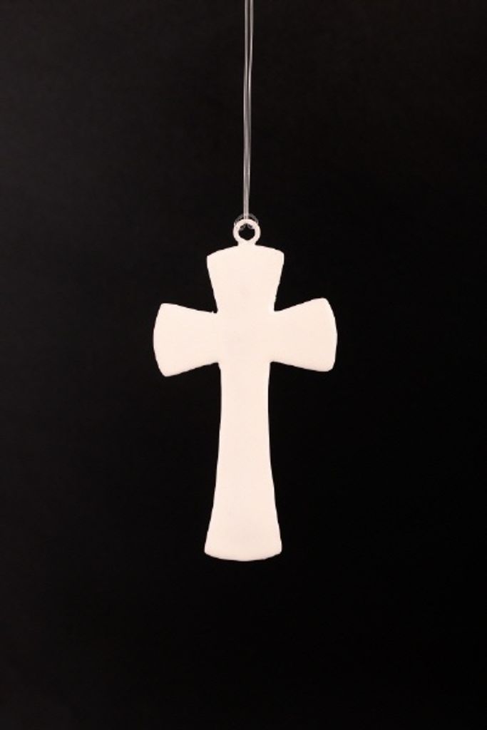 Wandkreuz Metall, weiß lackiert 10 cm