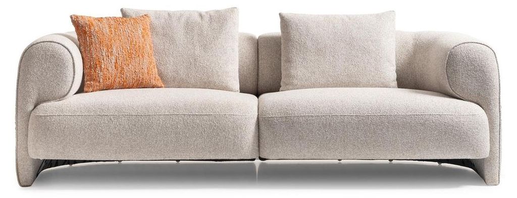 Modernes beiges Stoffsofa 3-Sitzer mit Holzrahmen