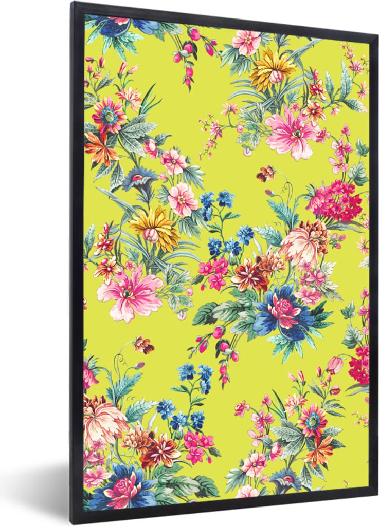 MuchoWow MuchoWow Gerahmtes Poster Blumen - Pastell - Farben 20x30 cm - Poster mit zchwarzem Bilderrahmen - Drucken - Bilder Poster im Rahmen