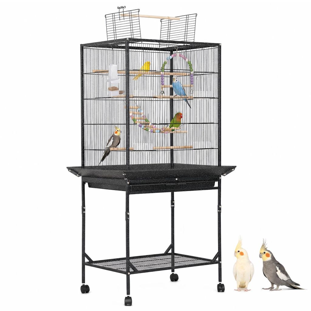Vogelkäfig mit Ständer und Rollen, 61,5 × 43 × 150 cm, Produktbild 