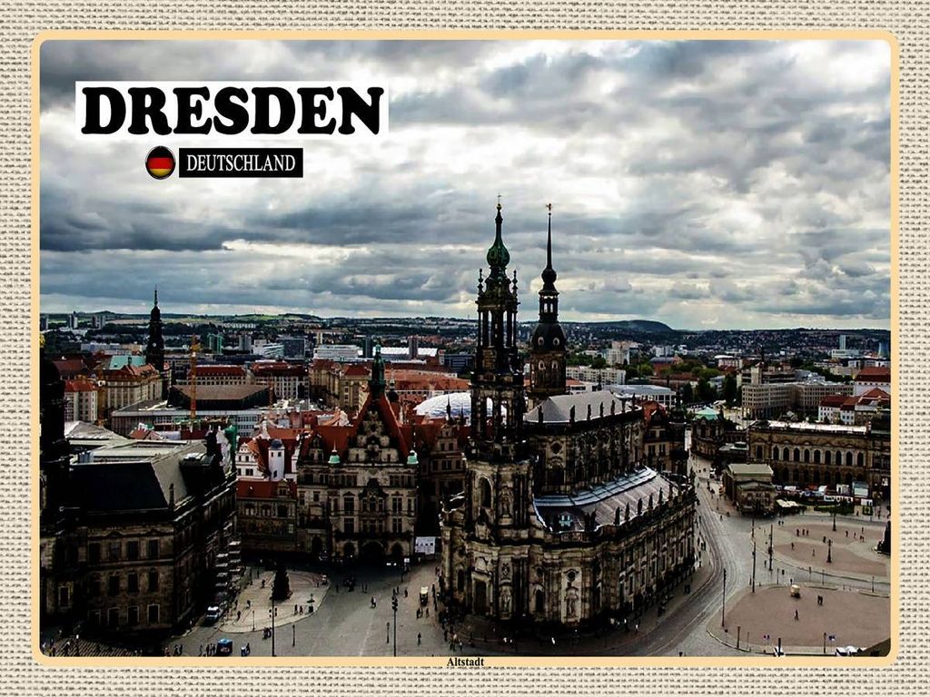 vianmo Holzschild 30x40 cm Dresden Deutschland Altstadt Bildmotiv Reisemotiv Abenteuer Reisen