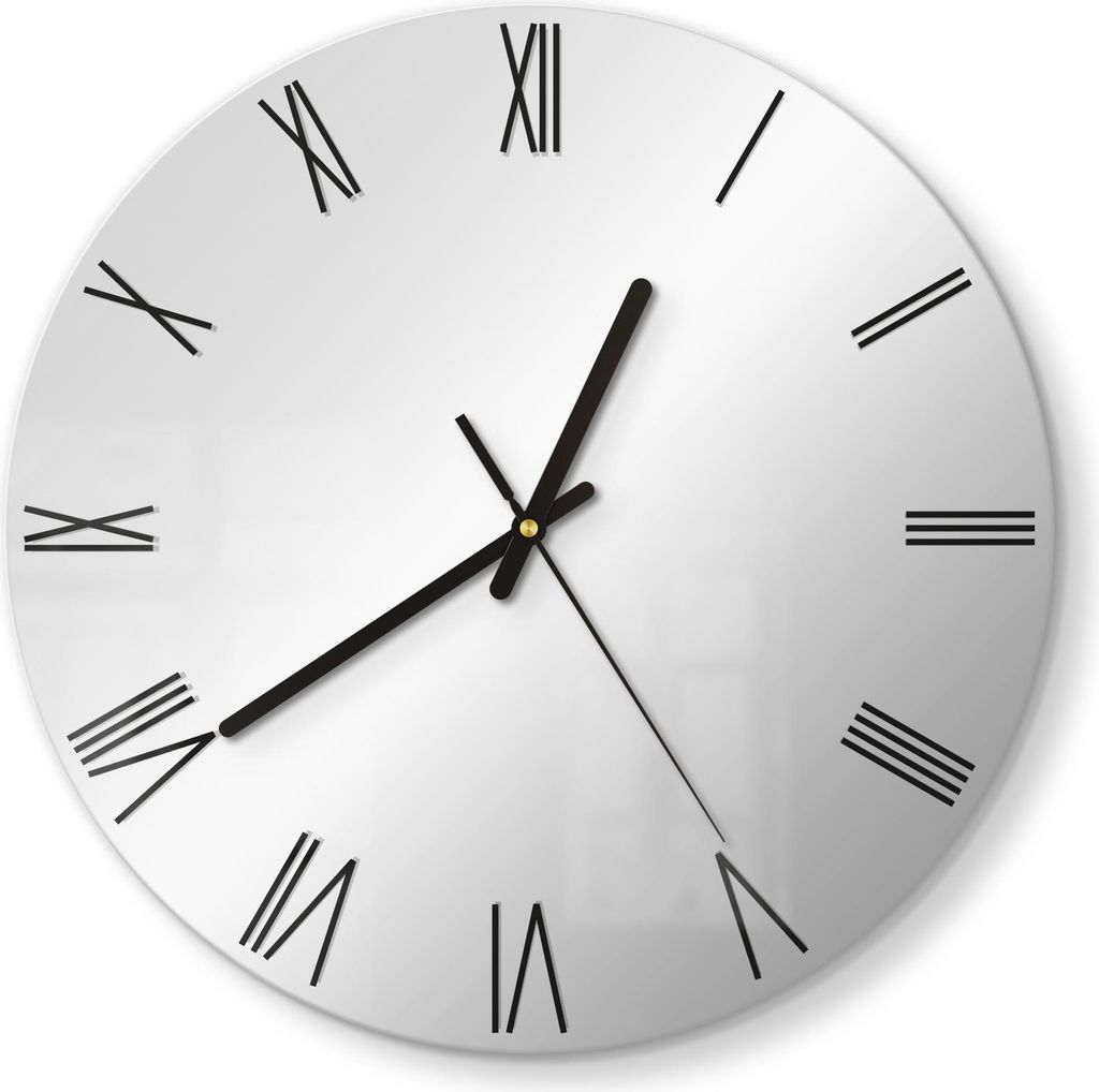 DEQORI Spiegeluhr rund Ø 30 cm, Römisch Wanduhr Uhr modern Deko Spiegel klein