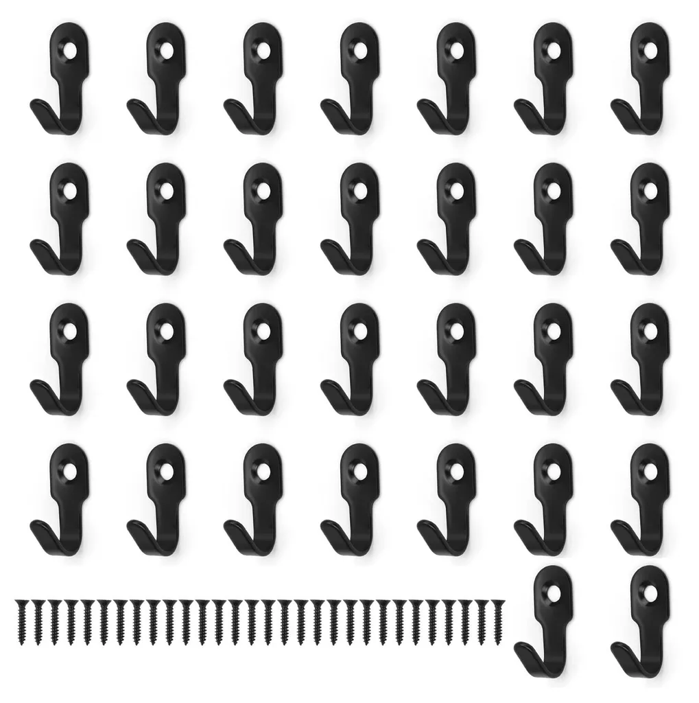 Lot de 30 crochets à visser noirs de 27 mm en acier inoxydable