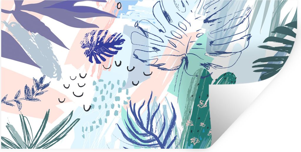 MuchoWow Wandtattoo Wandsticker Wandaufkleber Sommer - Blätter - Tropisch 40x20 cm Selbstklebend und Repositionierbar - Aufkleber