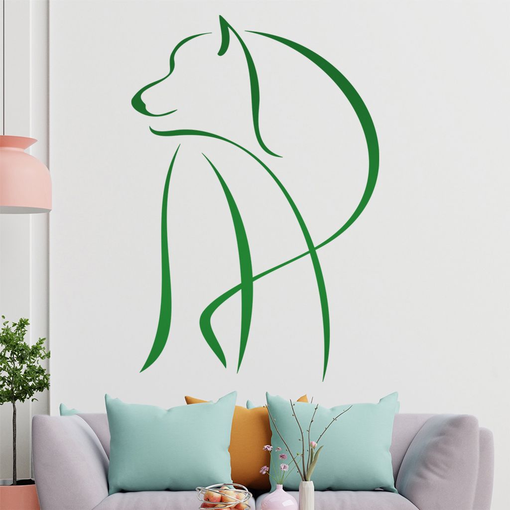 Wolf Linien - Wölfe Wandtattoo in 6 Größen - Wandaufkleber Wall Sticker - Dekoration, Küche, Wohnzimmer, Schlafzimmer, Badezimmer