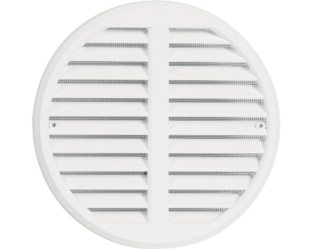 Lüftungsgitter Kunststoff verstellbar für Rohre von 125-160mm Deckmaß175mm mit Insektenschutz