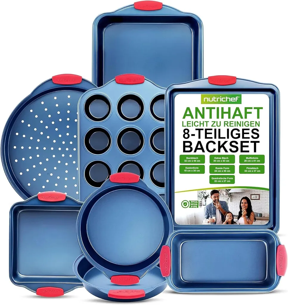 Set Teglie Nutrichef 8 Pezzi: Il Kit Definitivo per Pizza e Dolci