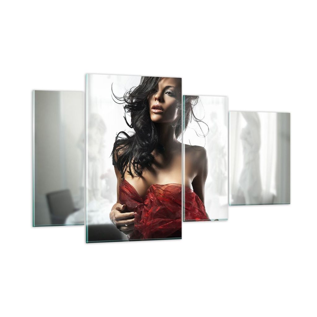 Bilder auf glas - Schönheit Körper Kleid Eleganz - 120x70cm - Glasbilder - Wandbilder - Kunstdruck - zum Aufhängen bereit - Wanddekoration aus G...