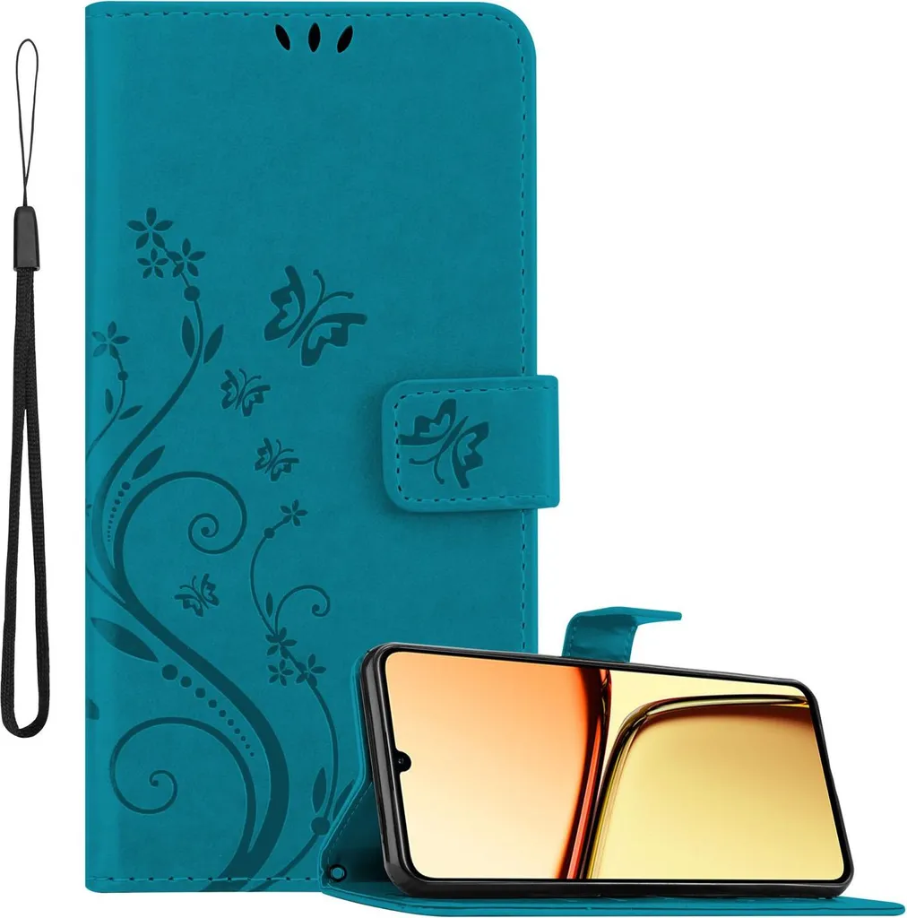 Custodia a Libro Realme C63 / C61 Cadorabo - Portafoglio Floreale Blu
