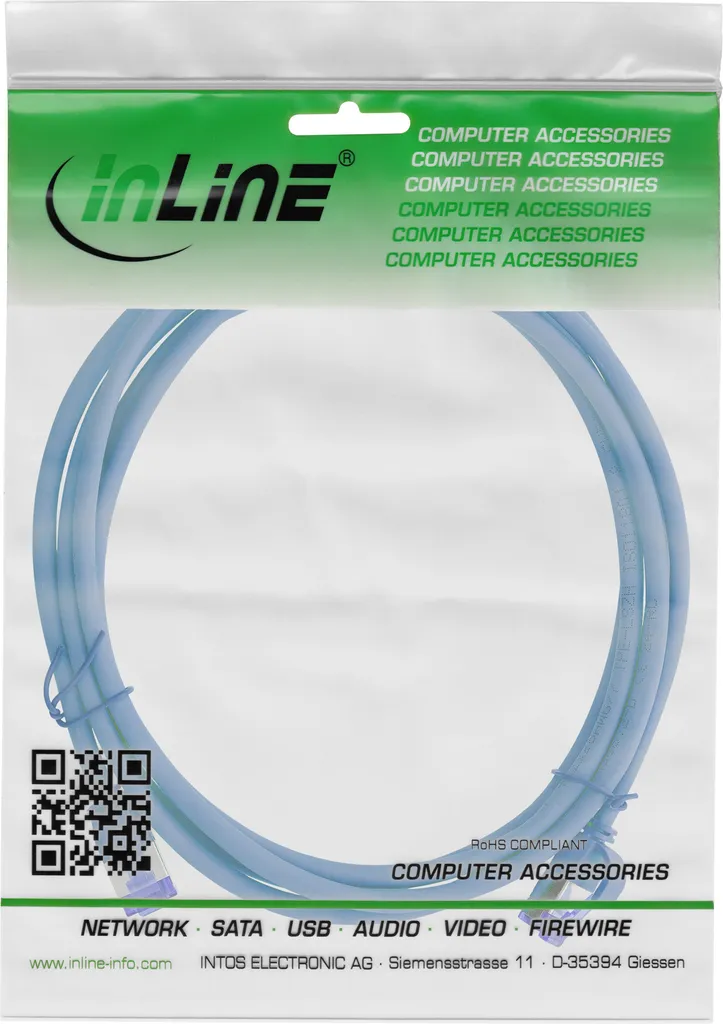 InLine Cavo Patch Slim Cat.6A S/FTP TPE 3m Blu | Rete Professionale - 4