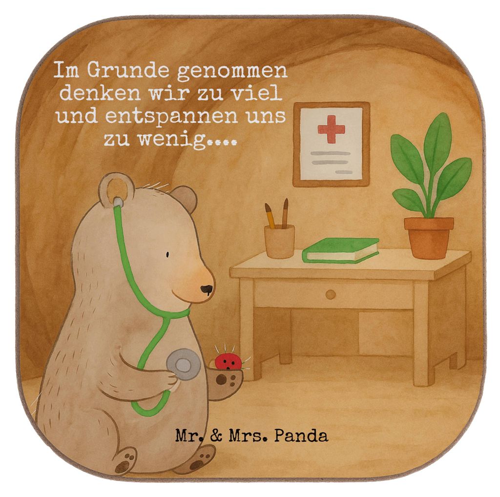 Mr. & Mrs. Panda Untersetzer Glas Bär Arzt Design - Weiß - Geschenk, gläseruntersetzer, Ärztin, Doktorin, Teddy, Gläser, für, Professor, Tass...