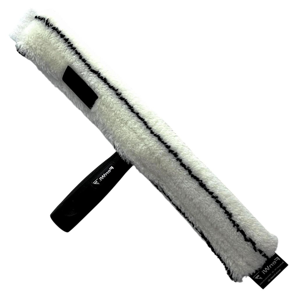 Profi Fensterwischer / 40cm Mikrofaser Einwascher mit Griff und 35cm Alu T-Träger/Einschäumer für Fenster und Glasreinigung