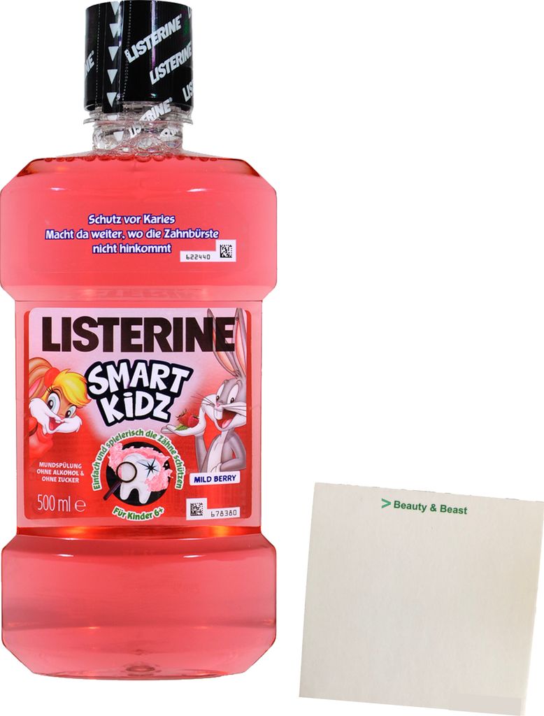Listerine Smart Kidz Mundspühlung Beerengeschmack (500ml Flasche) + usy Block