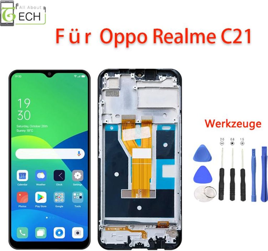Für Oppo Realme C21 LCD Display mit Rahmen RMX3201 Touchscreen