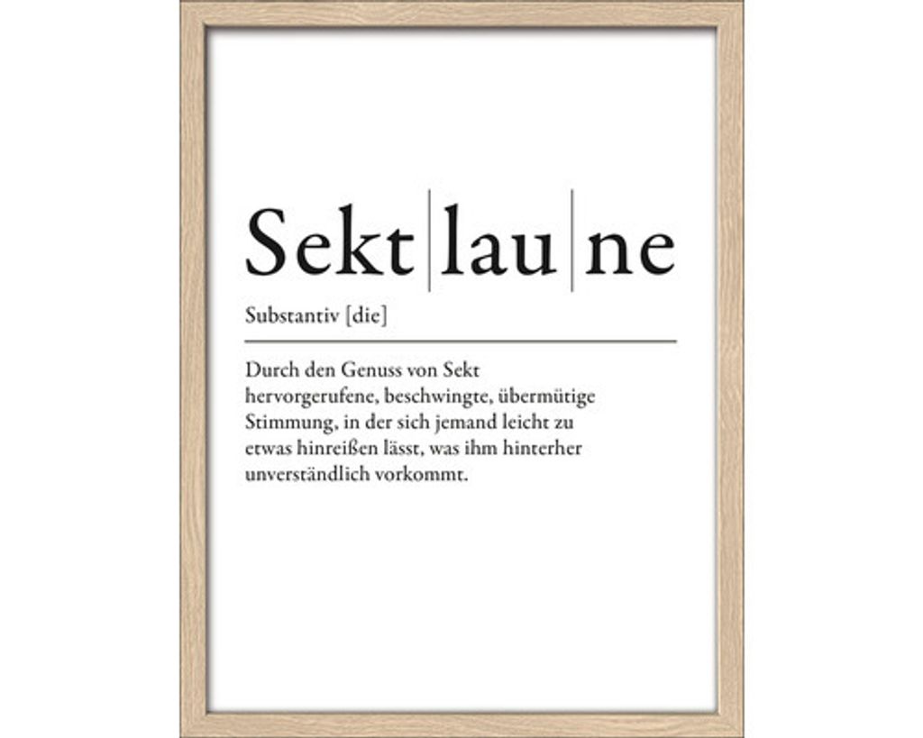 Gerahmtes Bild Sektlaune Definition 33x43 cm