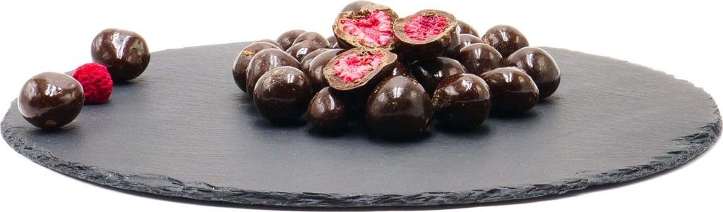 Himbeeren gefriergetrocknet in Zartbitterschokolade: 1000g Größe: 1000g