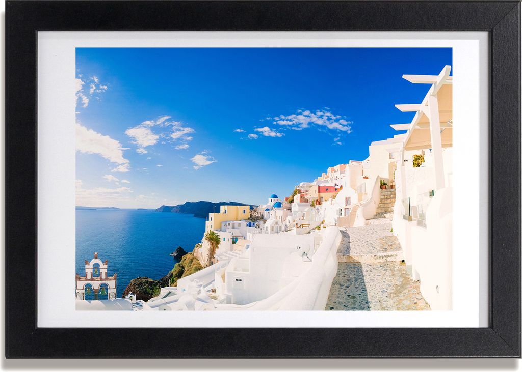 Bild 30x20 MDF-Rahmen, Wandkunst Santorini, Griechenland