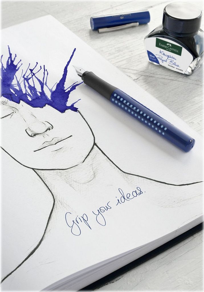 Encre Effaçable Bleu Roi Pour Stylo Plume Faber-Castell - Flacon Verre De 30 Ml - Avec Convertisseur - 10