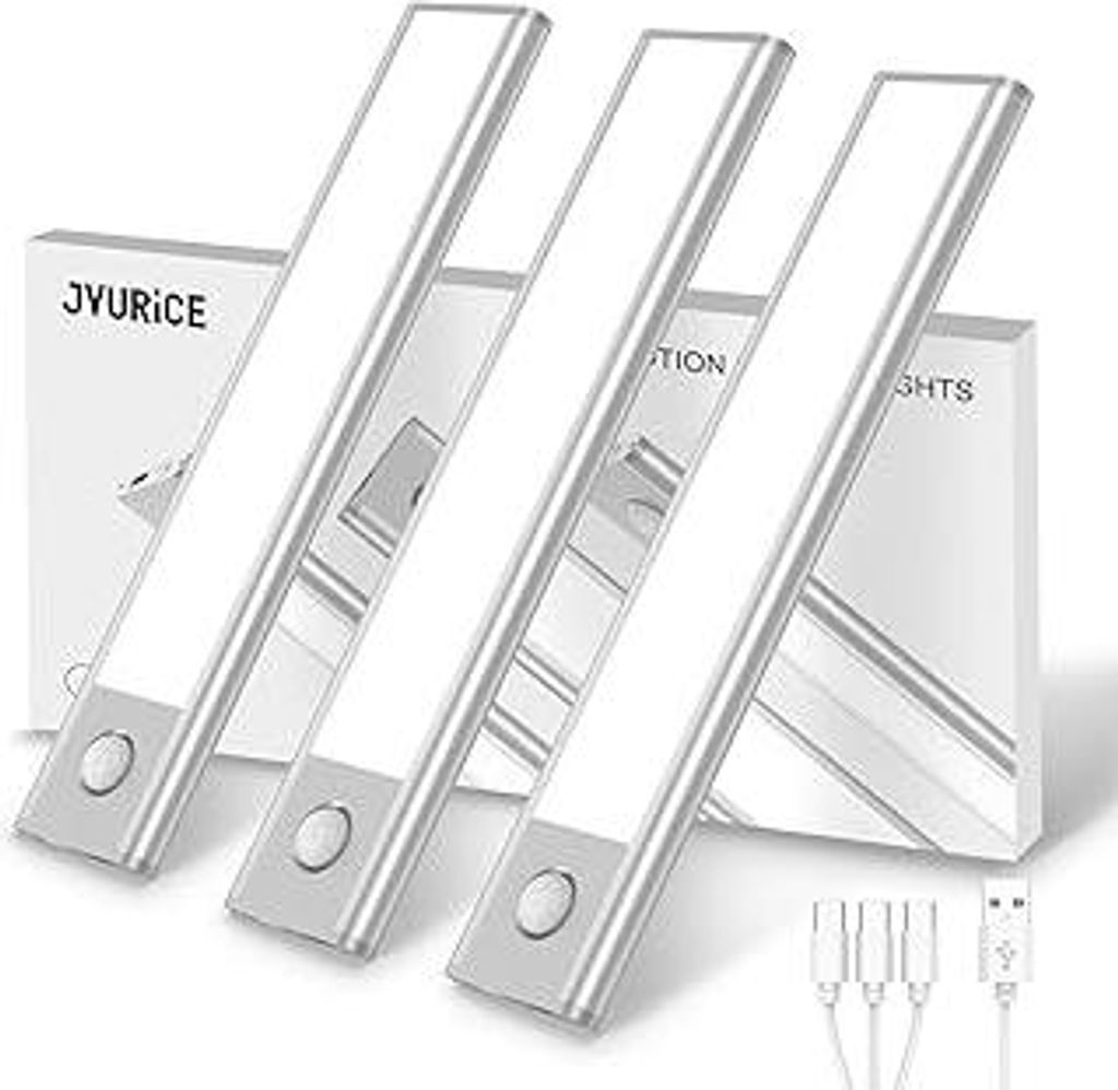 Schranklicht mit Bewegungsmelder, LED Schrankbeleuchtung,20cm Ultradünnes Aluminium 6500K & Dimmbar, 1500mAh USB Akku Beleuchtung, Magnetlampe Kab...