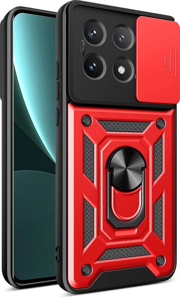 Hülle für Xiaomi Poco X6 Pro/Redmi K70E Magnetische Ring Ständer Halter Dia Kameraschutz TPU Bumper Silikon Schutzhülle Rot