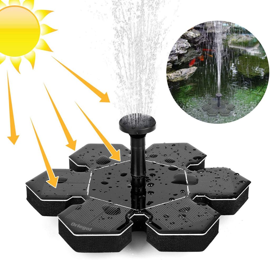 Solar Teichpumpe Wasserpumpe Springbrunnen mit Solar Panel für Garten, 