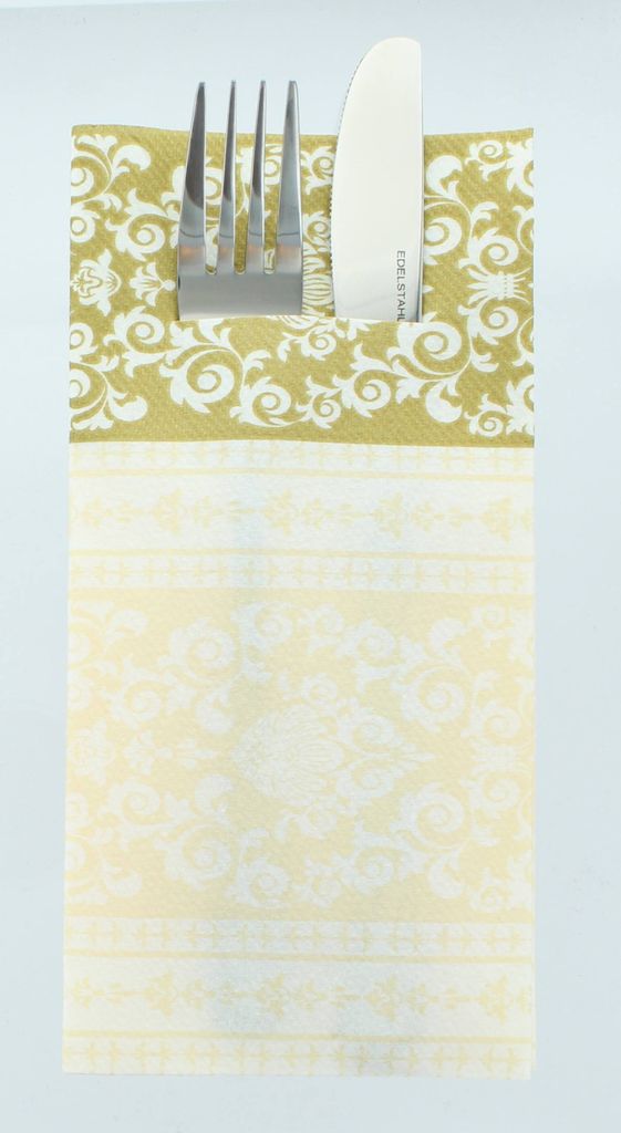 Airlaid Besteckservietten Pascal in Gold-Creme, 40 x 40 cm, 75 Stück - Mank