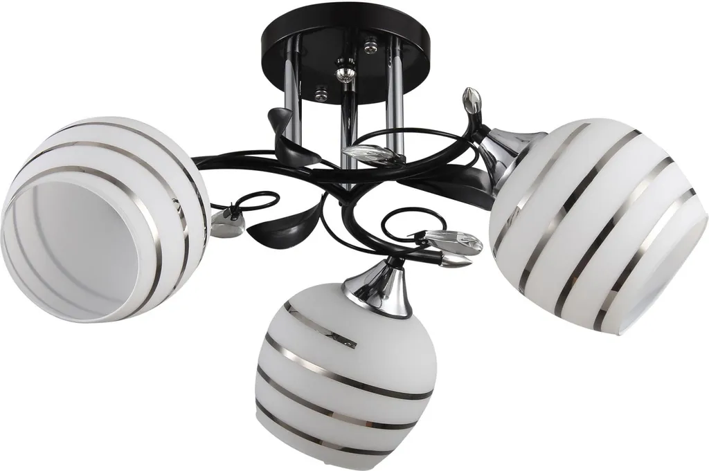 Plafonnier MILTON Lampex noir et blanc 3xE27 métal de 24x47x47 cm