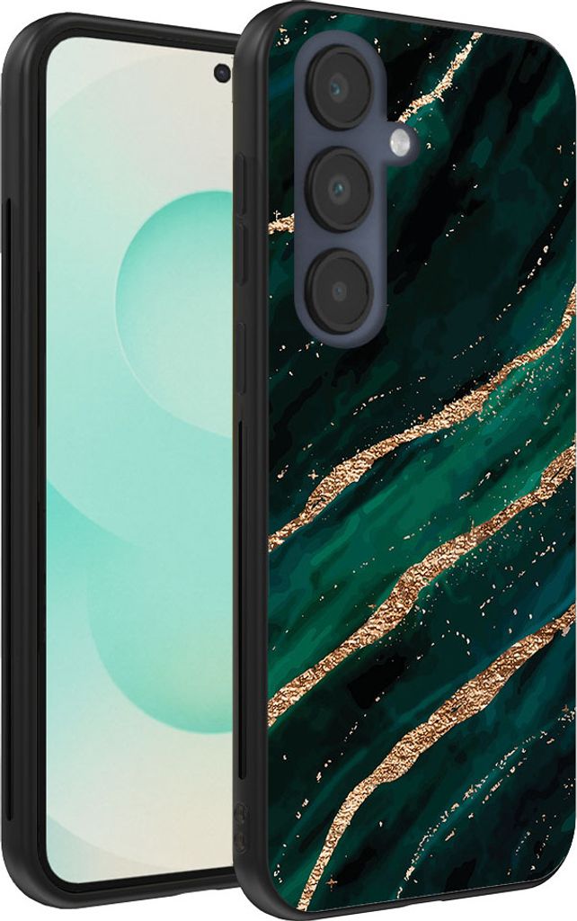 Smartphonica Handytasche Geeignet für Samsung Galaxy S25 Plus mit Marmordruck - TPU zurück Abdeckung Fall Marmor Design - Grün Gold