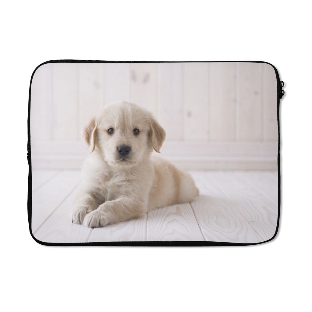 MuchoWow Laptop Hülle 14 ZollWeißer Golden Retriever Welpe Laptoptasche - Laptoptasche - Stoßsicher - Schutzhaube