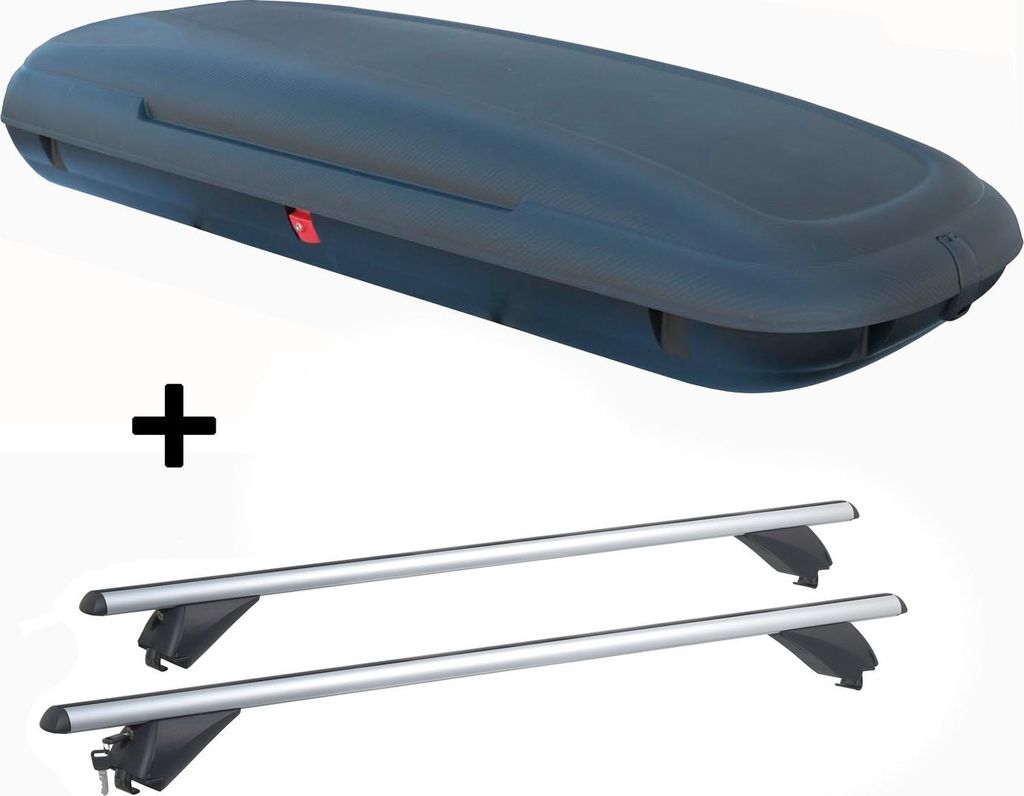 Dachbox VDPCA480 480Ltr carbonlook + Alu Dachträger RB003 kompatibel mit Bmw X1 (E84) (5Türer) 2009-2015